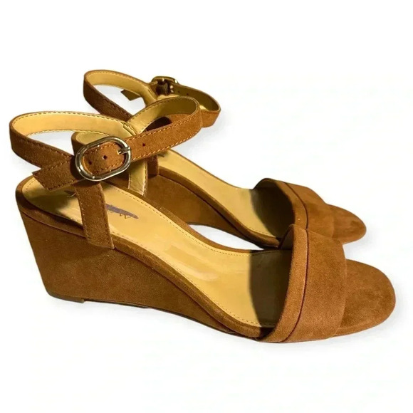 JCrew women’s cedar wood color suede wedge sandals size 8 - Picture 2 of 5